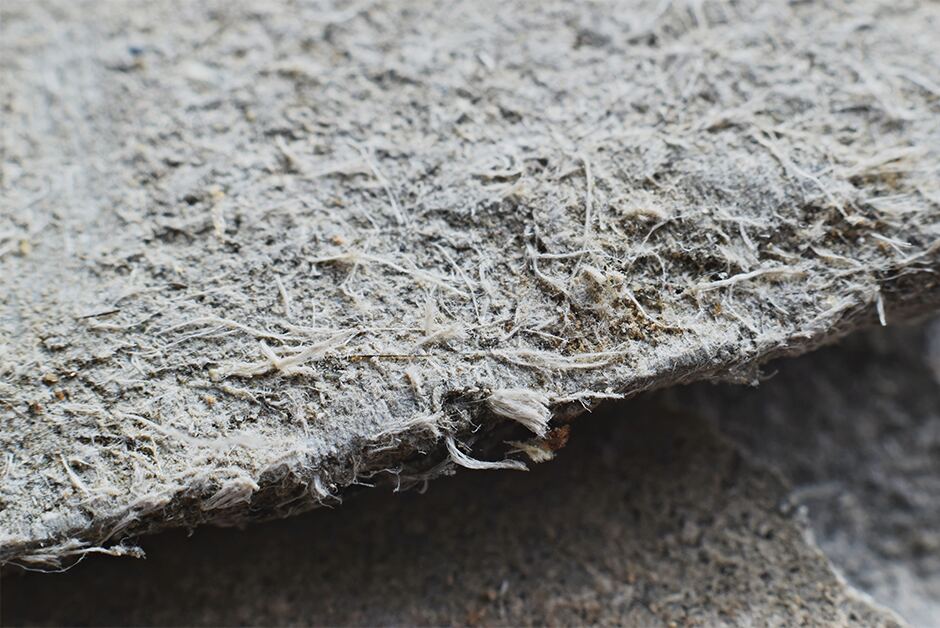 Asbestos-containing fibrous material close-up